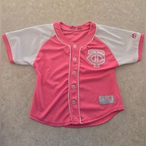 Minnesota Twins Majestic Pink and White Girls Baseball Jersey